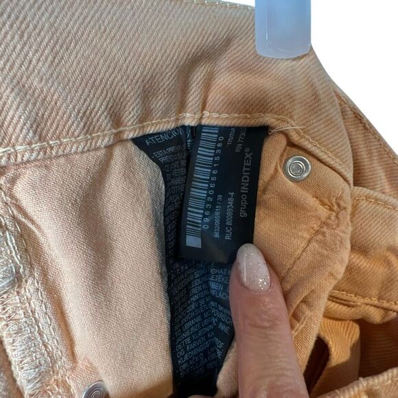 ZARA ZW Twisted Seam Wide Leg High Waist Jeans Peach Orange Size 6 US / 38 EUR - Picture 6 of 13